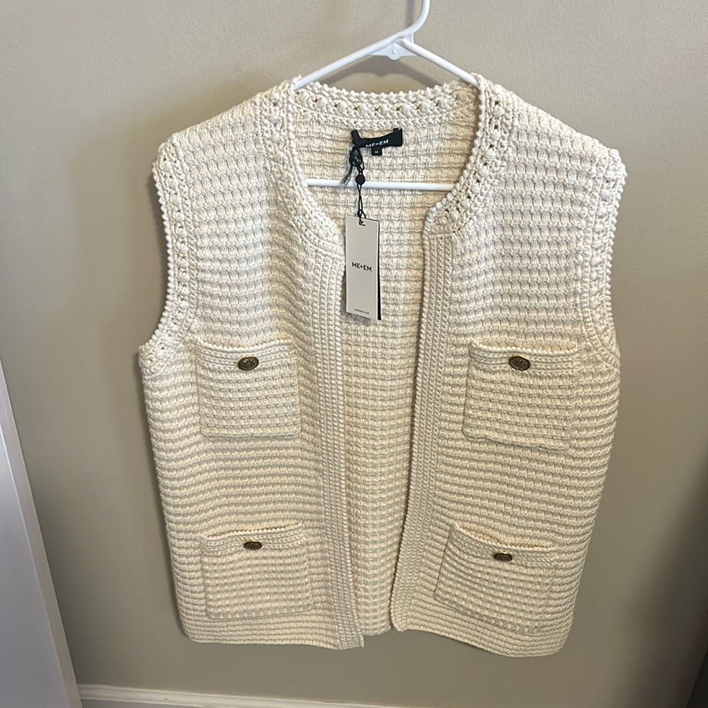 ME+EM CROCHET TRIMMED LONGLINE VEST